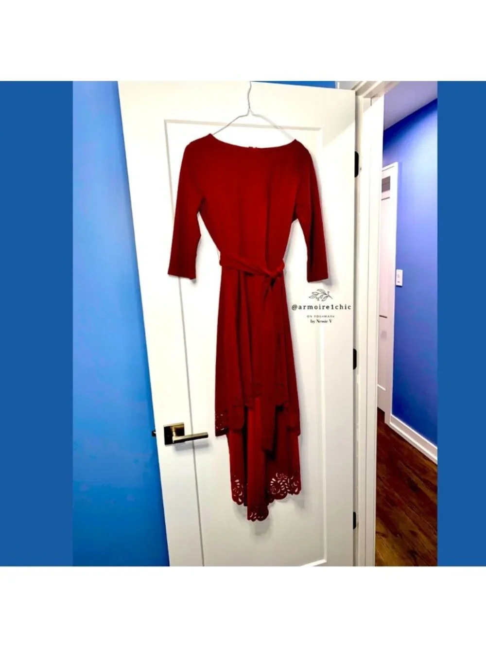 SIMPLY ELEGANT Brand | Women’s Red Dress with Asymmetrical Lengths | Size S